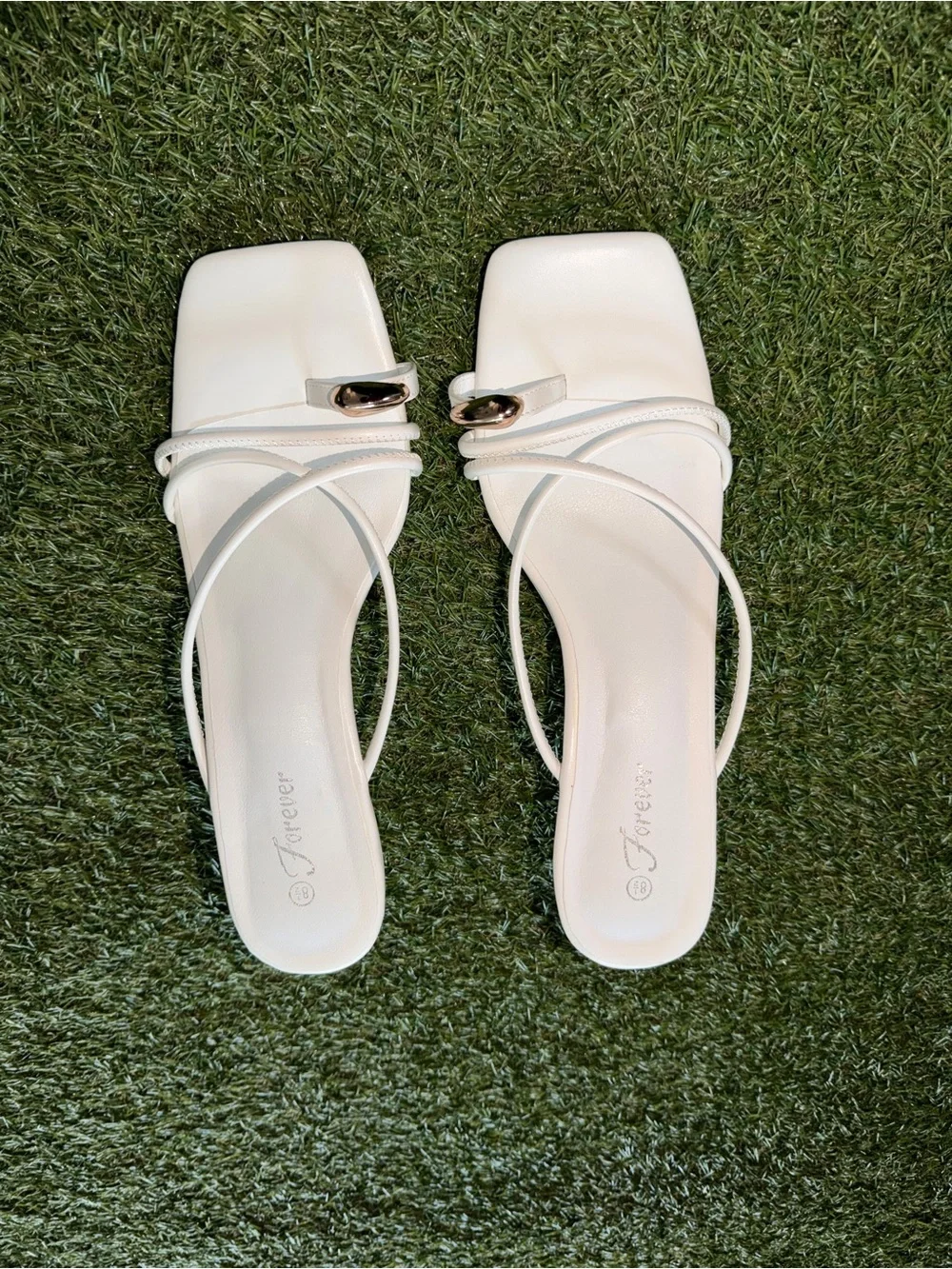 Forever White Strappy Heels – Size 8.5